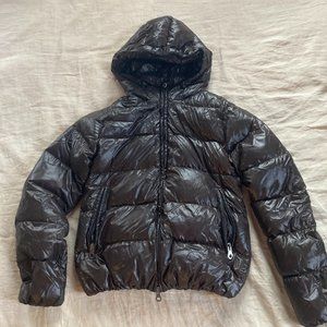 Duvetica chocolate brown cropped shiny puffer, size IT 44